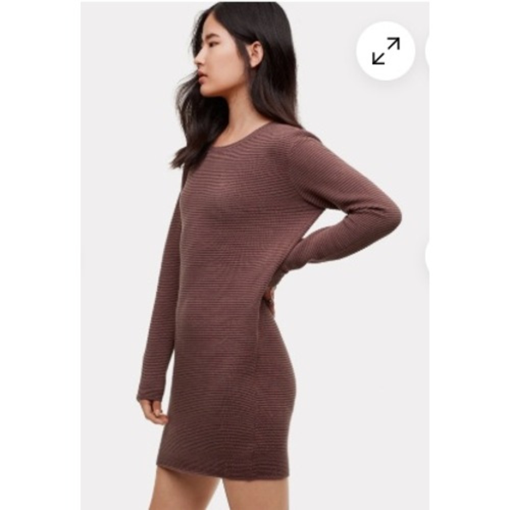 Wilfred Aritzia Mauve Silk Cotton Cashmere Ribbed Sweater Dress XXS